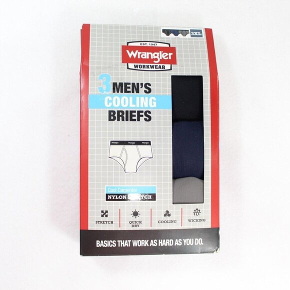 Wrangler Men's Cooling Briefs Underwear 3 Pack Size 3XL Cooling Wicking Stretch - Picture 1 of 5